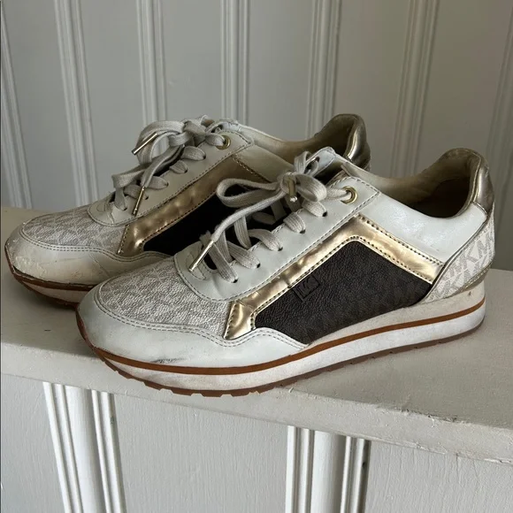 MICHAEL KORS SIGNATURE LEATHER DESIGNER TRAINING SHOES - Picture 1 of 8